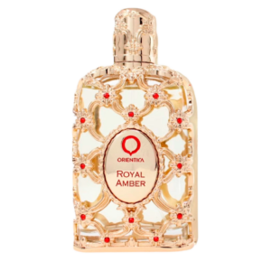 Perfume Royal Amber de Orientica en frasco dorado